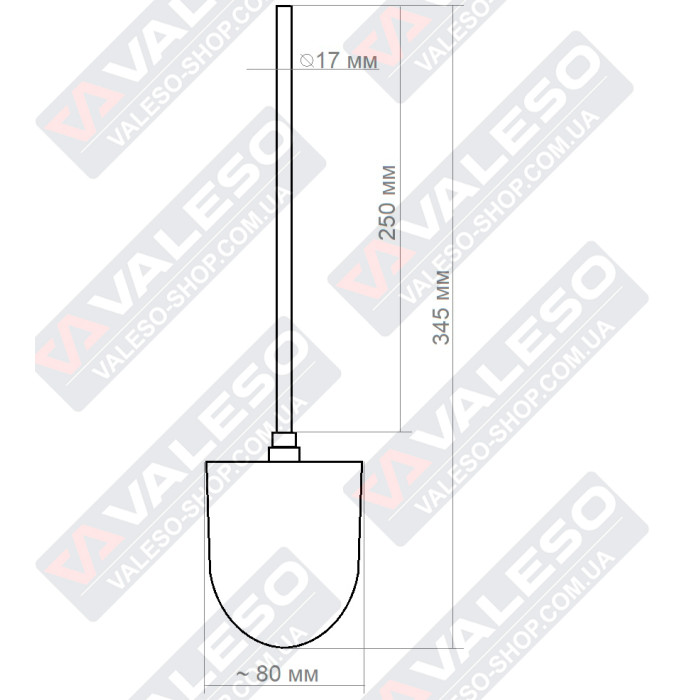 Йоржик Valeso 3128-4A Cb - щітка для унітазу без колби з металевою ручкою