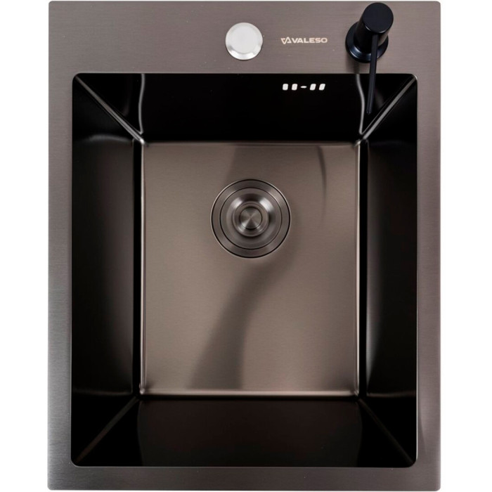 Valeso Handmade 40x50 (3,0/0,8) PVD Чорний - мийка для кухні, глибока, розміром 40 на 50 см з отвором для дозатора