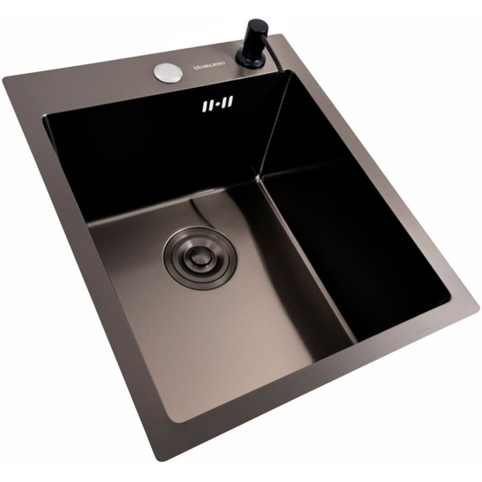 Valeso Handmade 40x50 (3,0/0,8) PVD Чорний - мийка для кухні, глибока, розміром 40 на 50 см з отвором для дозатора