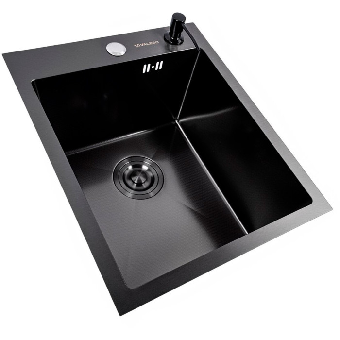 Valeso Handmade 40x50 (3.0/0.8) PVD Black Decor — 40 cm inset kitchen sink