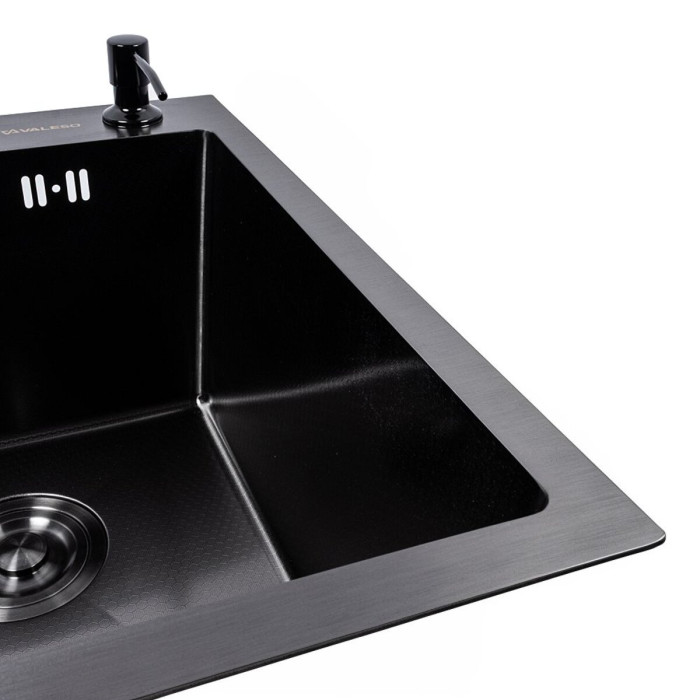 Valeso Handmade 40x50 (3.0/0.8) PVD Black Decor — 40 cm inset kitchen sink