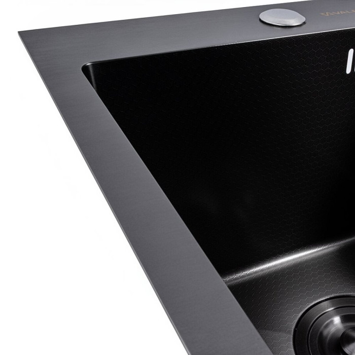 Valeso Handmade 40x50 (3.0/0.8) PVD Black Decor — 40 cm inset kitchen sink