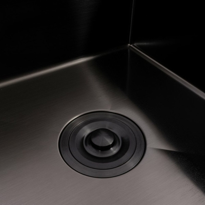 Valeso Handmade 44x44 (3.0/0.8) CM, PVD Black — 44 cm square metal sink for undermount installation with a set of accessories