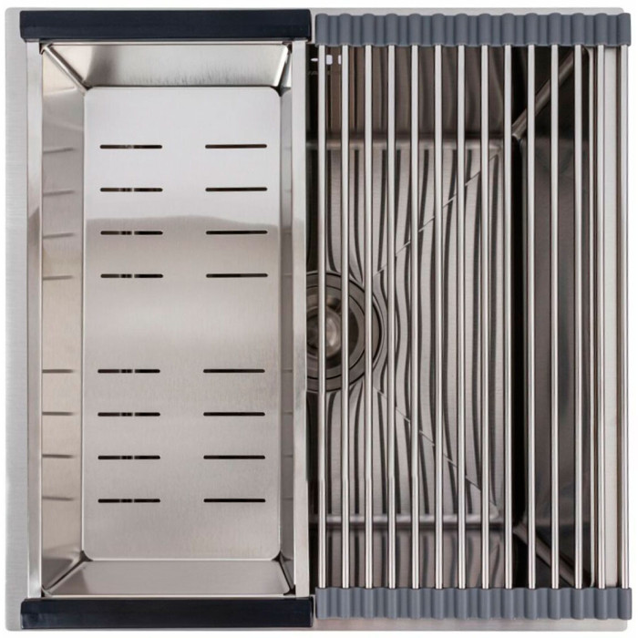 Valeso Handmade 44×44 (3.0/0.8) CM — undercounter sink 44×44 cm made of stainless steel with accessory set