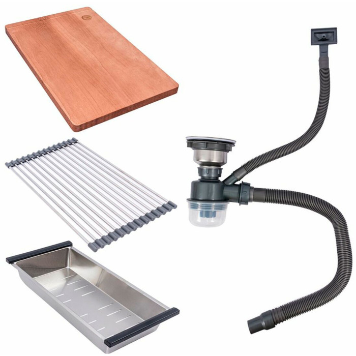 Valeso Handmade 44×44 (3.0/0.8) CM — undercounter sink 44×44 cm made of stainless steel with accessory set