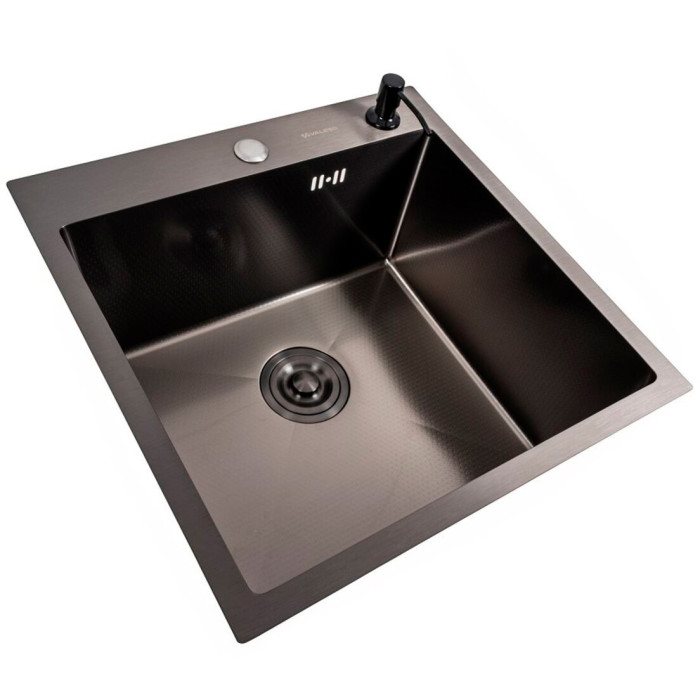Valeso Handmade 50x50 (3,0/0,8) PVD Чорний декор – врізна кухонна мийка 50x50 чорного кольору з декором