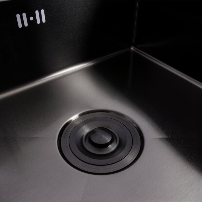 Valeso Handmade 50×50 (3.0/0.8) CM, PVD Black, Hidden — 50 cm black hidden kitchen sink with faucet and dispenser