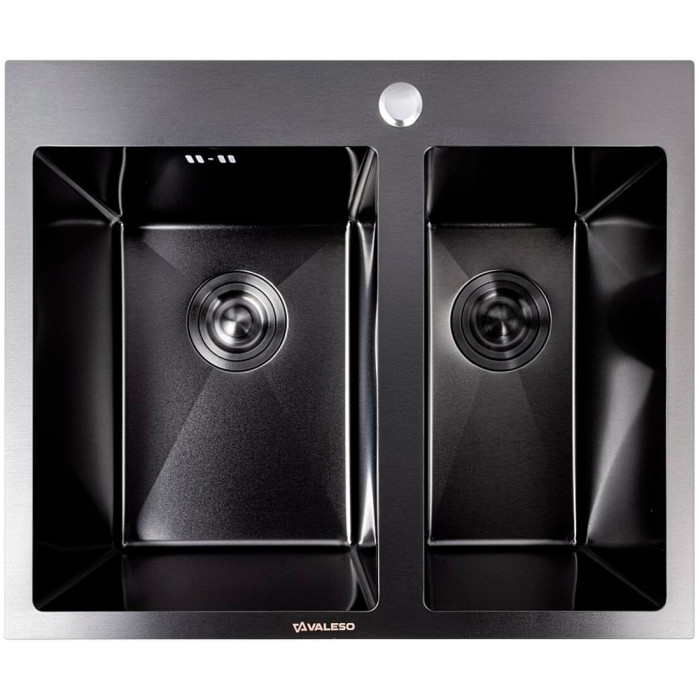 Valeso Handmade 60x50D (3.0/0.8) PVD Black, double bowl — 60 cm black stainless steel sink