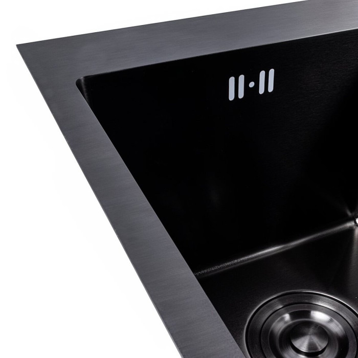 Valeso Handmade 60x50D (3.0/0.8) PVD Black, double bowl — 60 cm black stainless steel sink