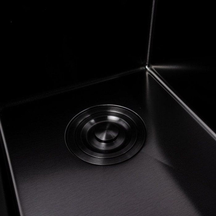 Valeso Handmade 60x50D (3.0/0.8) PVD Black, double bowl — 60 cm black stainless steel sink