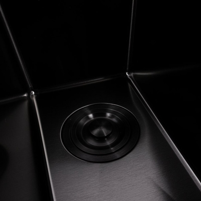 Valeso Handmade 60x50D (3.0/0.8) PVD Black, double bowl — 60 cm black stainless steel sink