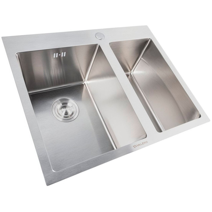 Valeso Handmade 60x50D (3.0/0.8) Double Bowl — 60 cm two-section kitchen sink