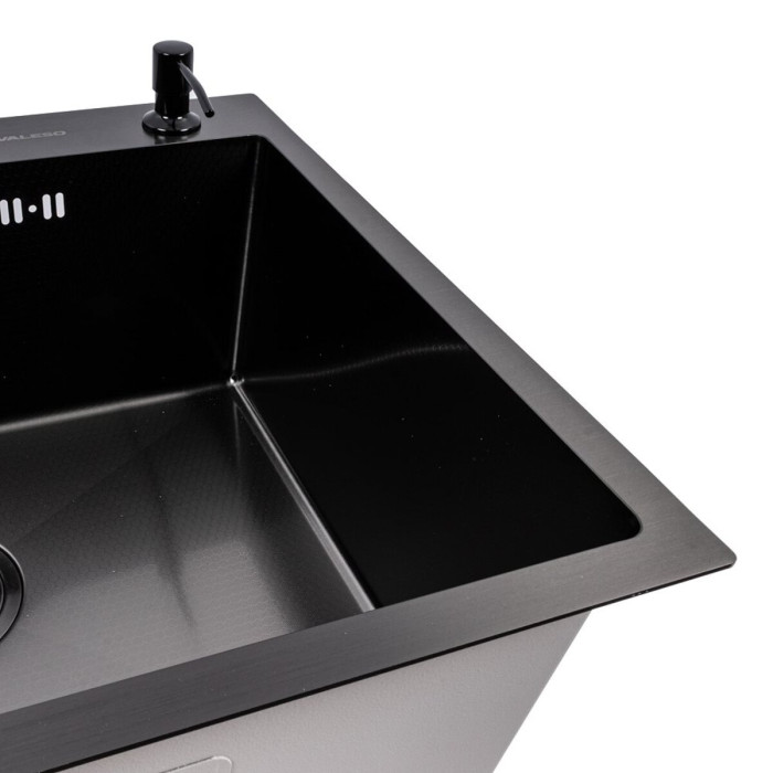 Valeso Handmade 60x50 (3,0/0,8) PVD Чорний декор - врізна мийка 60 на 50 см