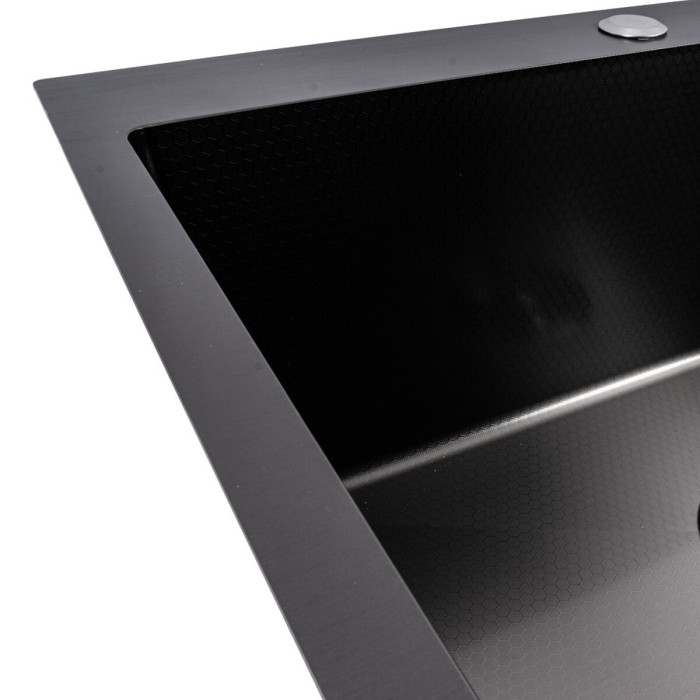 Valeso Handmade 60x50 (3,0/0,8) PVD Чорний декор - врізна мийка 60 на 50 см