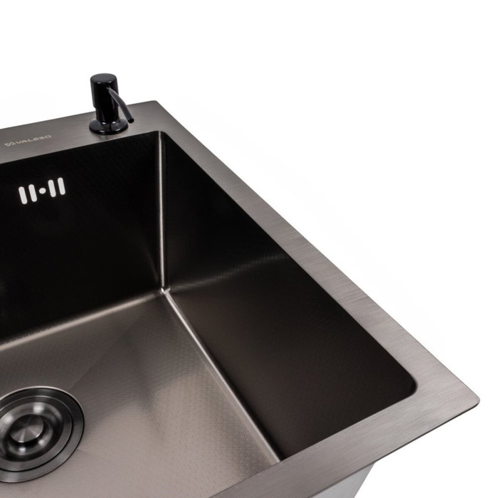 Valeso Handmade 60x50 (3,0/0,8) PVD Black decor - inset sink 60 by 50 cm