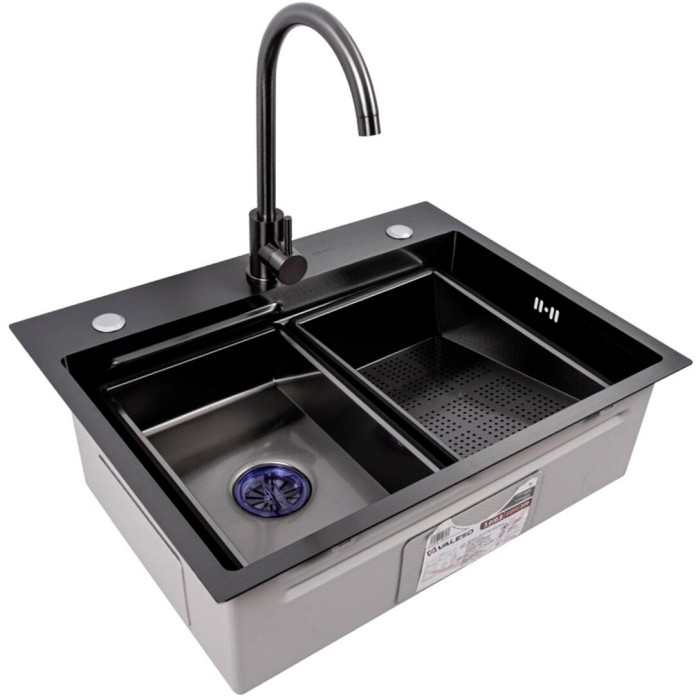 Valeso Handmade 64x50B (3.0/0.8) PVD Black – inset sink 64 cm rectangular