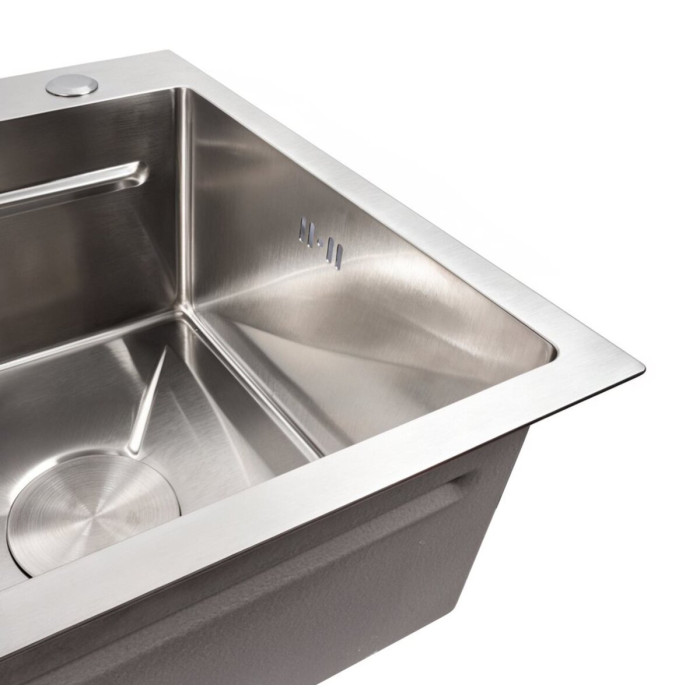 Valeso Handmade 64x50B (3.0/0.8) – metal kitchen sink 64 cm with faucet
