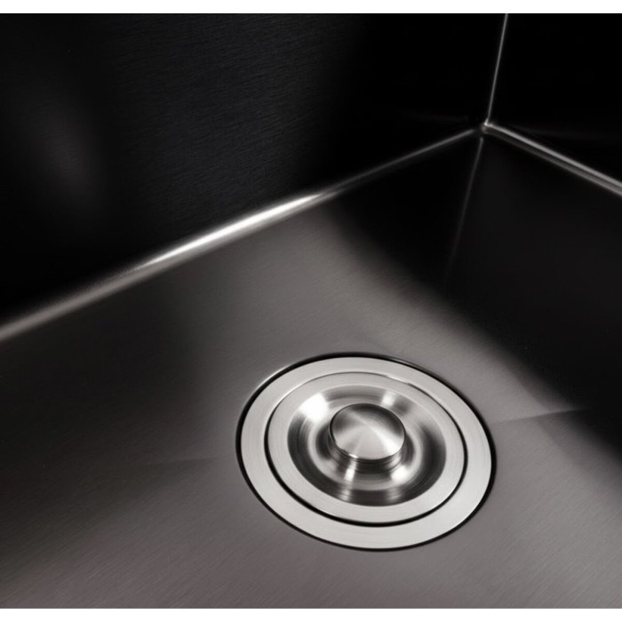 Valeso Handmade 65x45 (3,0/1,5) PVD Black - rectangular kitchen inset sink 65 cm