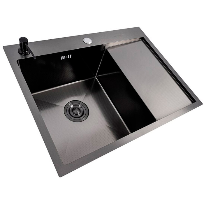 Valeso Handmade 65x50 L (3,0/0,8) СМ, PVD Чорний декор – кухонна мийка чорна сталева