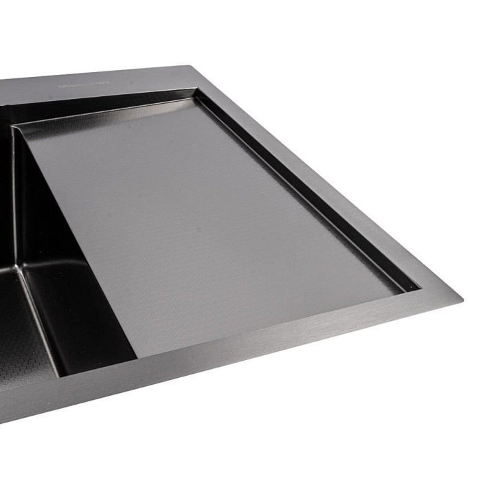 Valeso Handmade 65x50 L (3,0/0,8) СМ, PVD Чорний декор – кухонна мийка чорна сталева