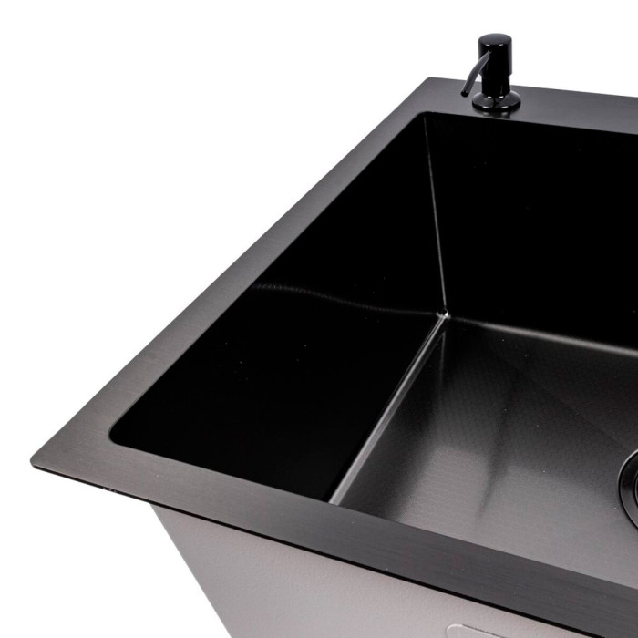 Valeso Handmade 65x50 L (3,0/0,8) CM, PVD Черный декор - кухонная мойка черная стальная