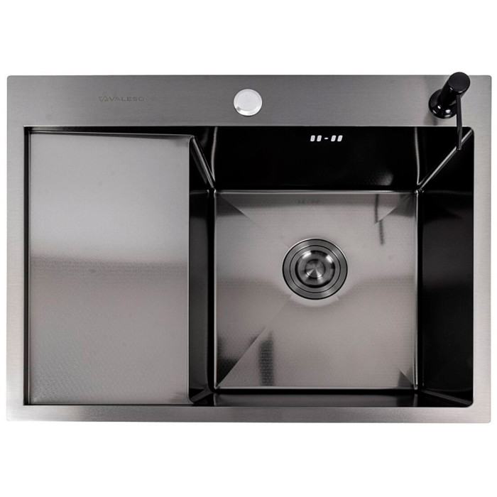 Valeso Handmade 65x50 R (3.0/0.8) CM, PVD Black decor – sink 65 cm stainless steel for kitchen