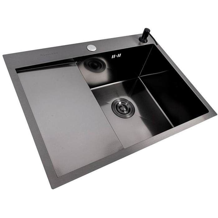 Valeso Handmade 65x50 R (3.0/0.8) CM, PVD Black decor – sink 65 cm stainless steel for kitchen