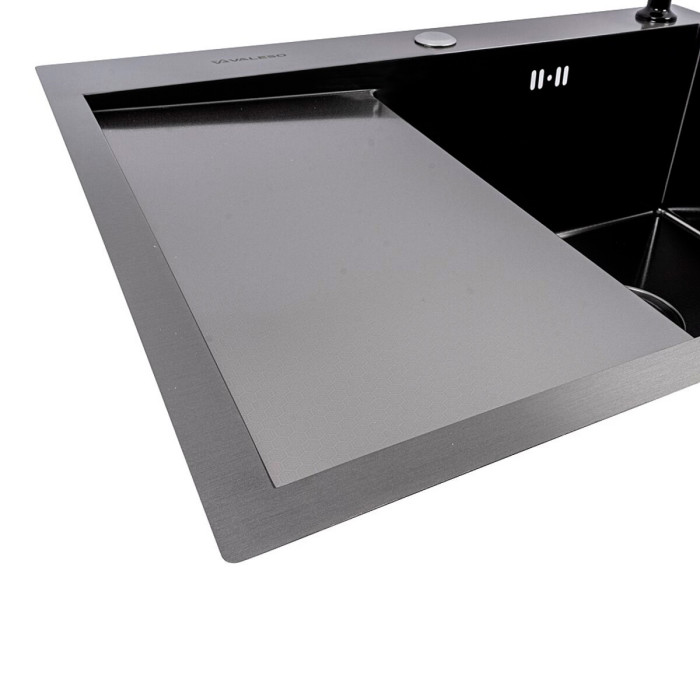Valeso Handmade 65x50 R (3.0/0.8) CM, PVD Black decor – sink 65 cm stainless steel for kitchen
