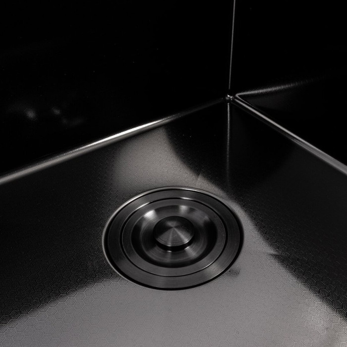 Valeso Handmade 65x50 R (3.0/0.8) CM, PVD Black decor – sink 65 cm stainless steel for kitchen