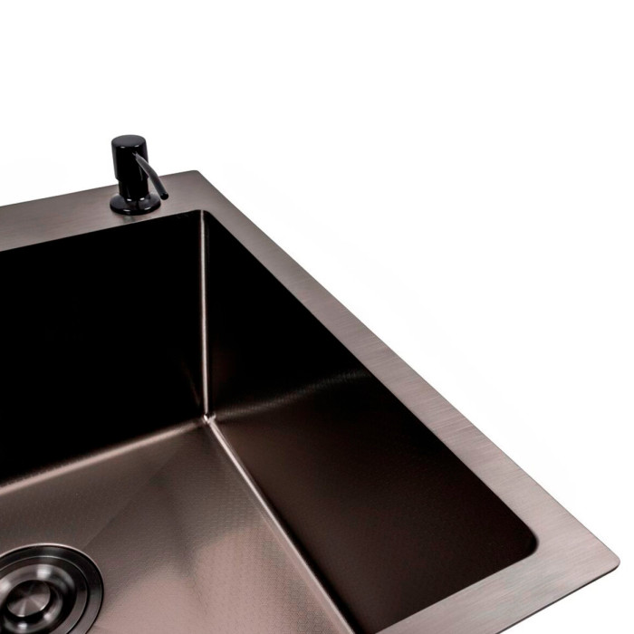Valeso Handmade 65x50 R (3,0/0,8) CM, PVD Черный декор - мойка 65 см нержавейка для кухни