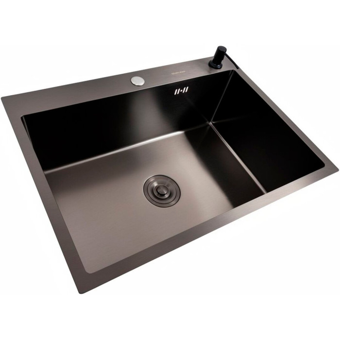 Valeso Handmade 70x50 (3,0/0,8) PVD Чорний - велика мийка 70 на 50 см для кухонної стільниці; чаша глибиною 23 см