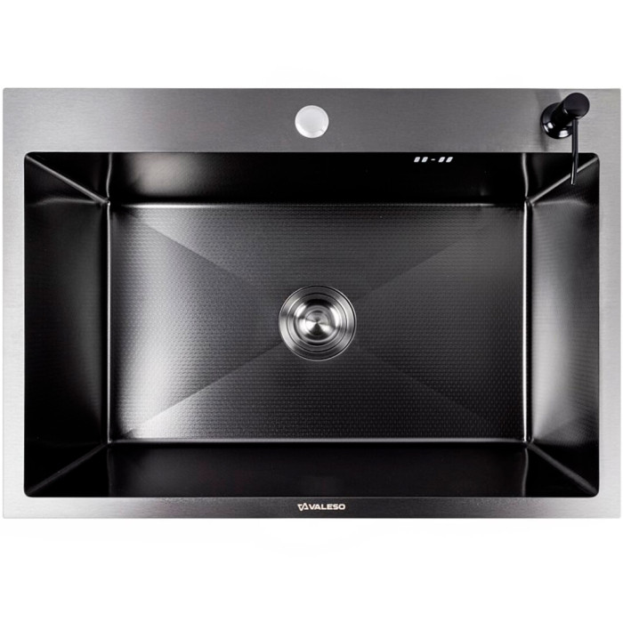 Valeso Handmade 70x50 (3.0/0.8) PVD Black Decor — textured stainless steel sink