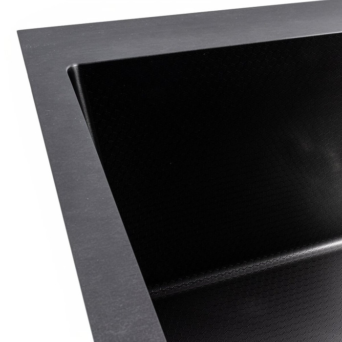 Valeso Handmade 70x50 (3.0/0.8) PVD Black Decor — textured stainless steel sink