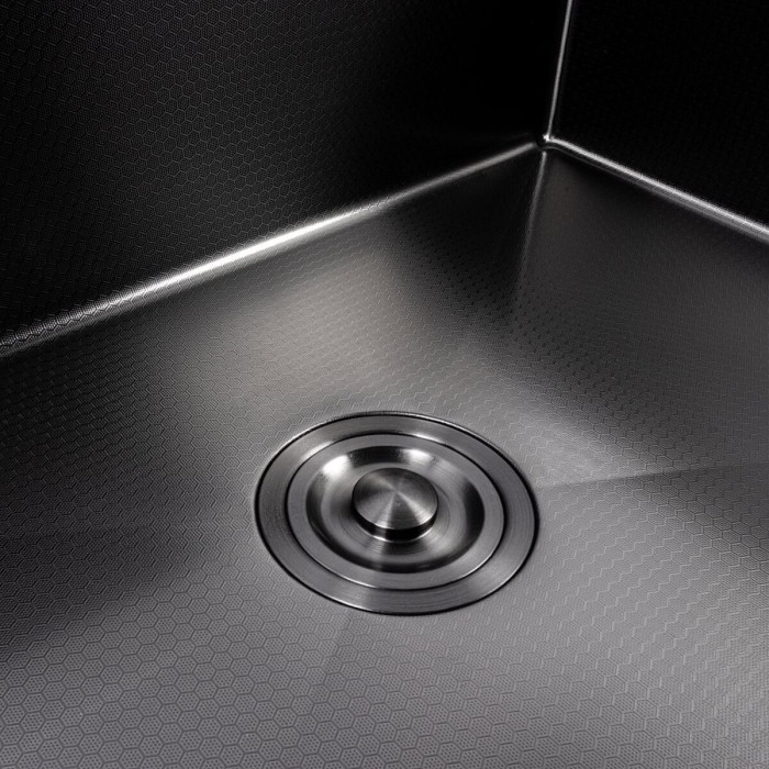 Valeso Handmade 70x50 (3.0/0.8) PVD Black Decor — textured stainless steel sink