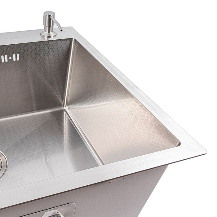 Valeso Handmade 70x50 (3.0/0.8) decor — 70 cm steel kitchen sink without drainer
