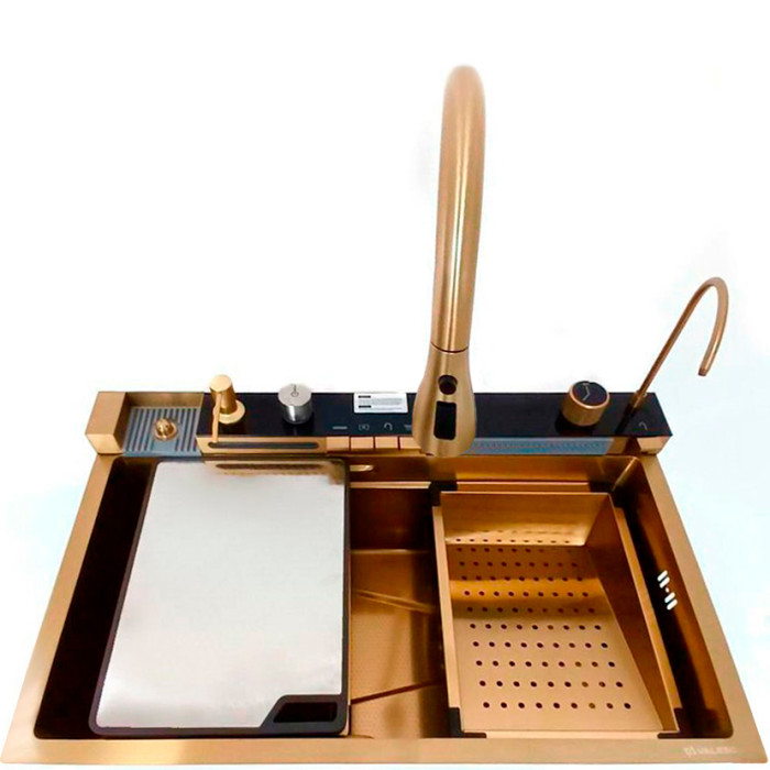 Valeso Handmade 75x45 PVD Gold Decor, Waterfall — kitchen station in gold color