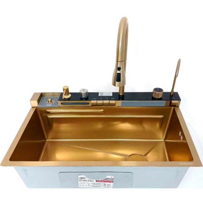 Valeso Handmade 75x45 PVD Gold Decor, Waterfall — kitchen station in gold color