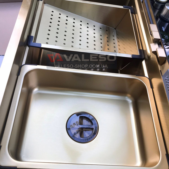 Valeso Handmade 75x45 PVD Gold Decor, Waterfall — kitchen station in gold color