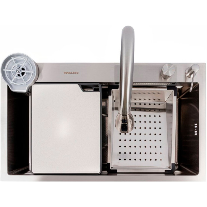 Valeso Handmade 75x45B декор, водоспад – мийка кухонна 75 см зі змішувачем та водоспадом