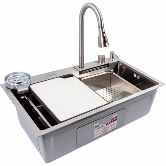 Valeso Handmade 75x45B декор, водоспад – мийка кухонна 75 см зі змішувачем та водоспадом