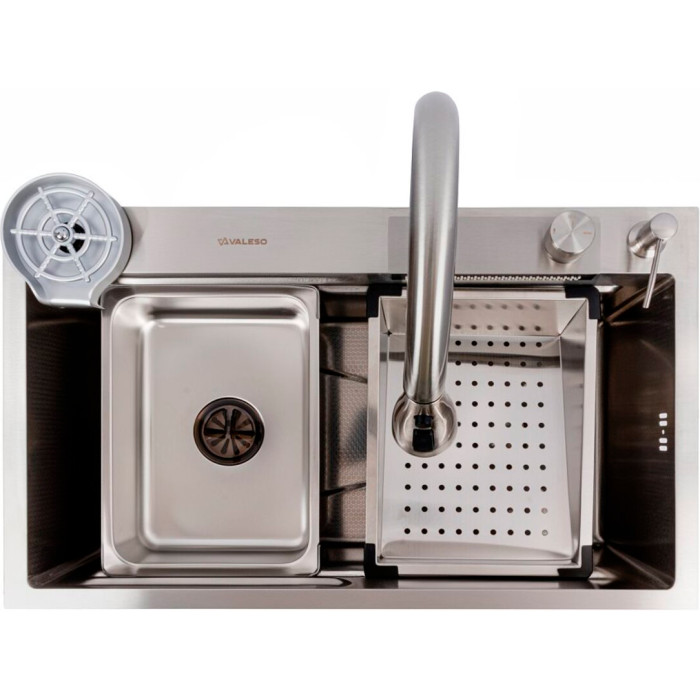 Valeso Handmade 75x45B декор, водоспад – мийка кухонна 75 см зі змішувачем та водоспадом