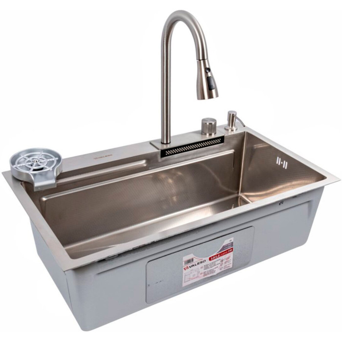 Valeso Handmade 75x45B декор, водоспад – мийка кухонна 75 см зі змішувачем та водоспадом