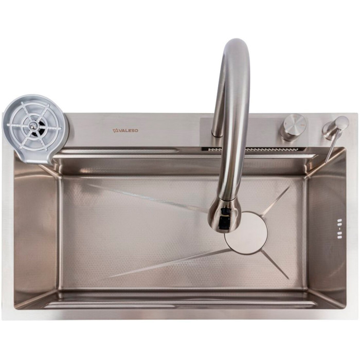 Valeso Handmade 75x45B декор, водоспад – мийка кухонна 75 см зі змішувачем та водоспадом