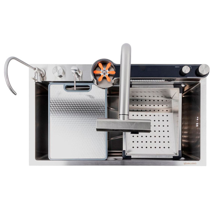 Valeso Handmade 75x45DF decor, waterfall – kitchen station with mixer and waterfall system