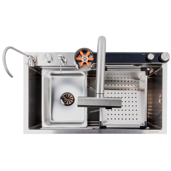 Valeso Handmade 75x45DF decor, waterfall – kitchen station with mixer and waterfall system