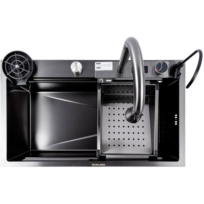 Valeso Handmade 75x45G PVD Black Decor Waterfall — all-in-one kitchen system