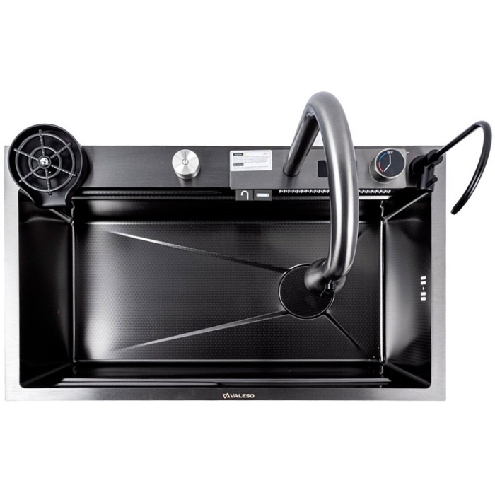 Valeso Handmade 75x45G PVD Black Decor Waterfall — all-in-one kitchen system