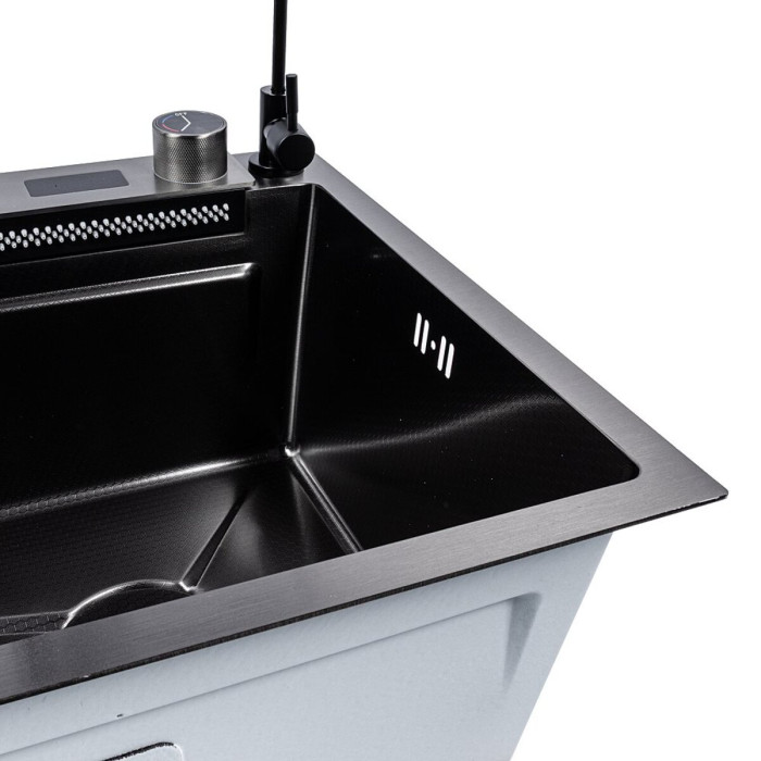 Valeso Handmade 75x45G PVD Black Decor Waterfall — all-in-one kitchen system