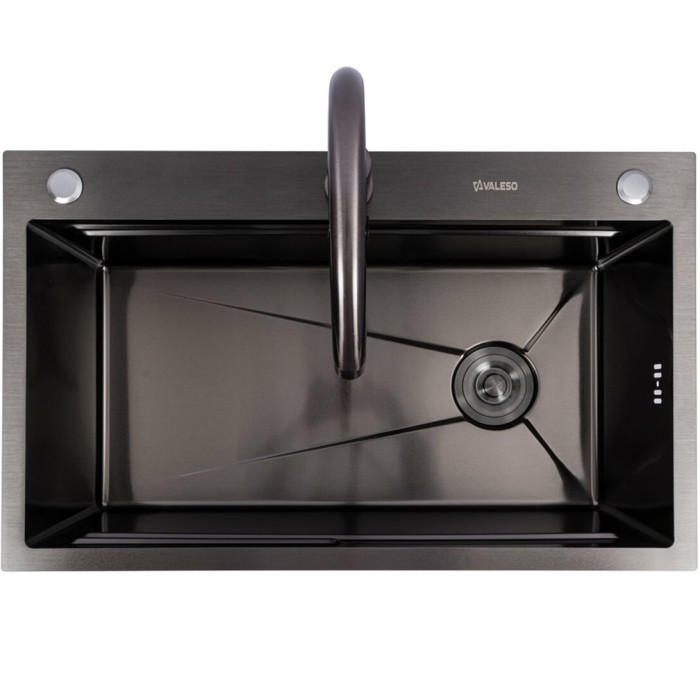 Valeso Handmade Work Station CM 75x46B PVD Black - 75/46 cm kitchen system with faucet Valeso Handmade Work Station CM 75x46B PVD Black - 75/46 cm kitchen system with faucet