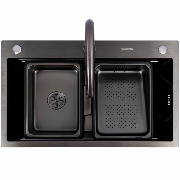 Valeso Handmade Work Station CM 75x46B PVD Black - 75/46 cm kitchen system with faucet